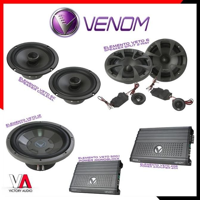 Paket Audio Mobil Full Set Sound System VENOM ELEMENTO VETO SERIES