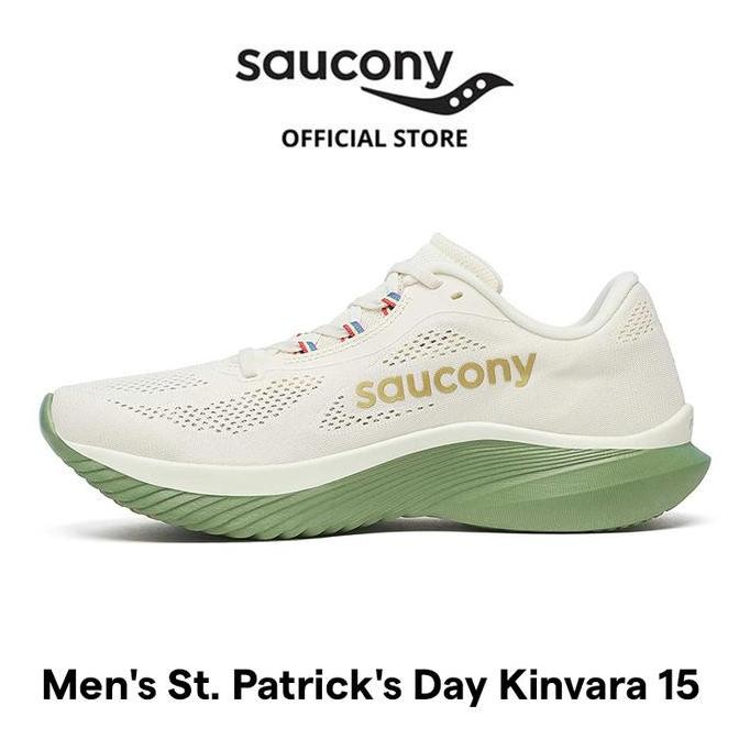 Promo Sepatu Lari Pria SAUCONY Shoes St. Patrick's Day Kinvara 15 Men's - Irish Cream COD
