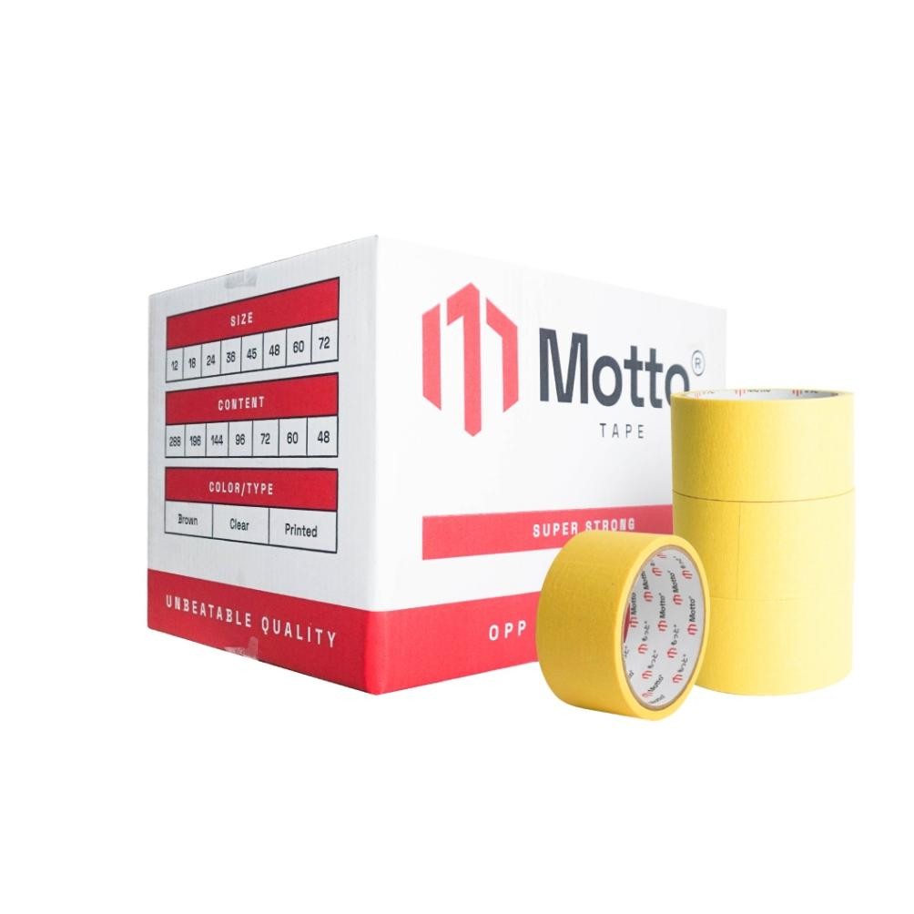 

Lakban Kertas / Masking Tape Kuning 48Mm X 10 Meter - 1 Slop Isi 6 Pcs/Roll - Motto Tape