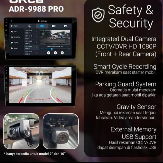 ANDROID ORCA ADR-9988 PRO+ CAMERA DVR RAIZE & ROCKY 10INCH