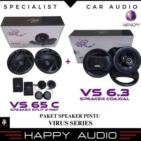 Paket Full Set Speaker Pintu VENOM VIRUS SERIES Speaker Split 2-Way Venom VS 65 C VS65C + Coaxial VS
