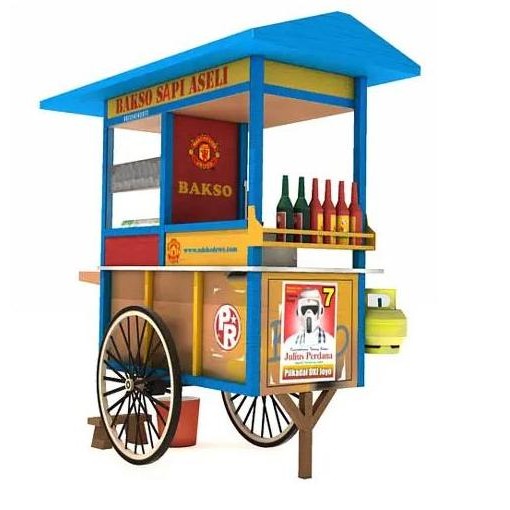 Gerobak Bakso papercraft miniatur action figure diy kerajinan kertas tangan mainan edukatif edukasi 