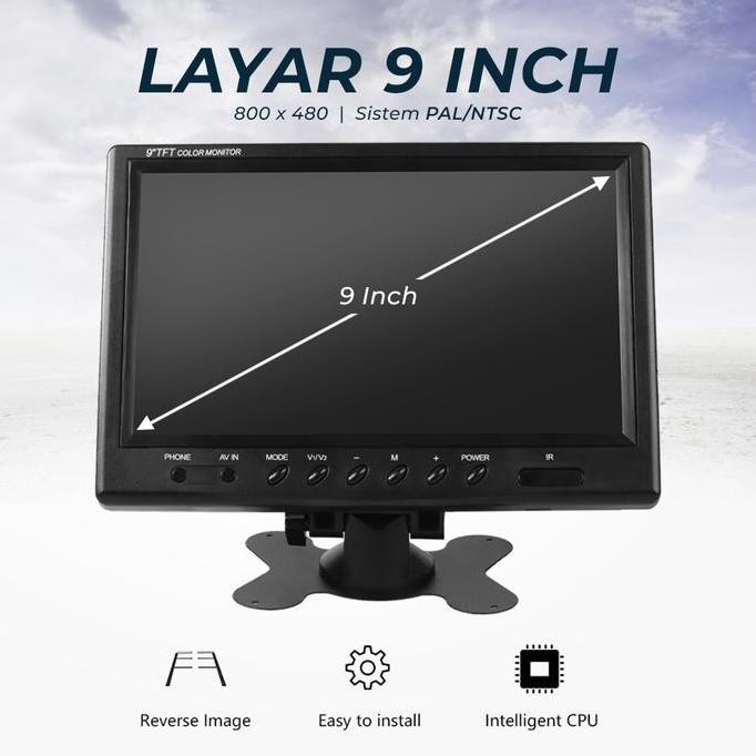 Layar Monitor Kamera Spion Parkir Mundur Truk Mobil Rear View Camera Display CCTV 9 Inch