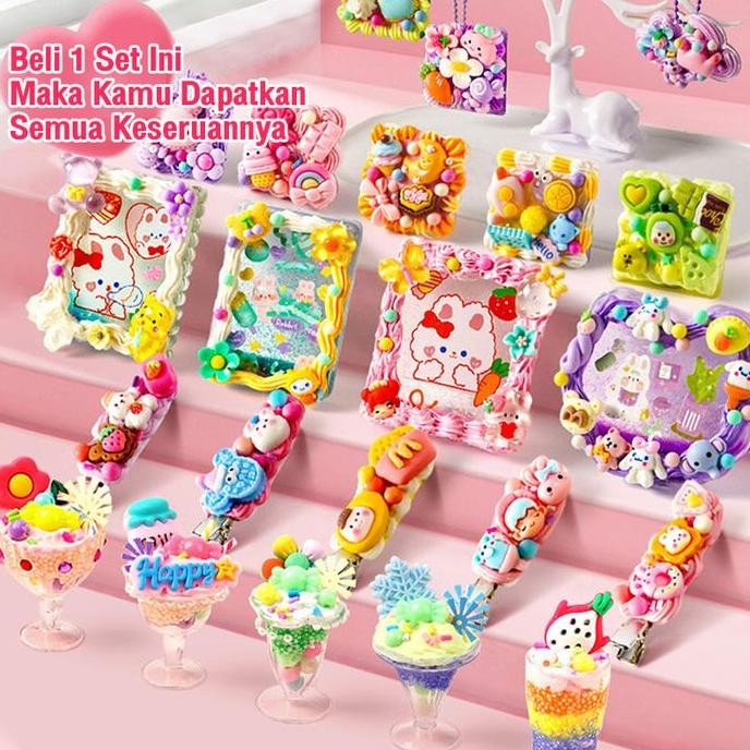 

tatajoy Lem Krim Guka Set DIY Deco Lem Krim Stiker Guka DIY Krim Tanah Liat Set Lengkap Alat Guka Tenda Tangan Stiker Dengan Anak Perempuan Dan Mainan Anak-anak Toys Permainan