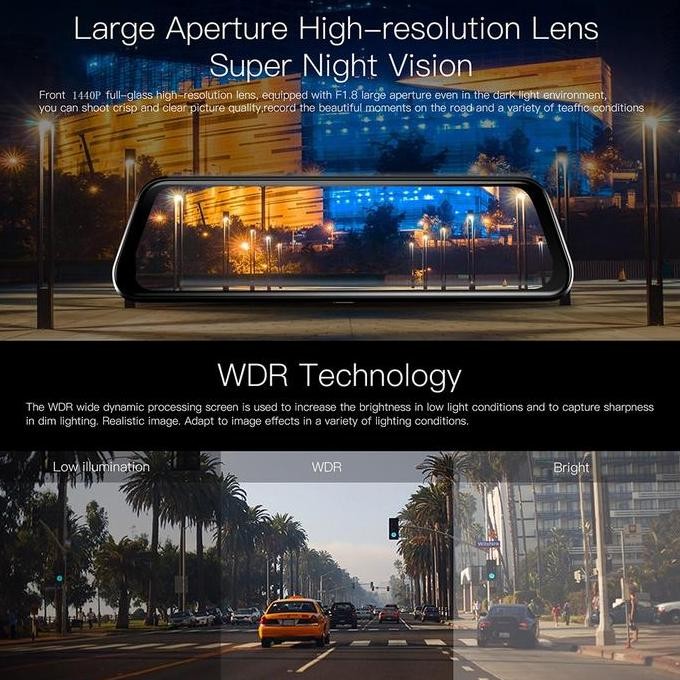 Kamera Spion Mobil Full HD Touchscreen Dashcam Car Depan Belakang HD