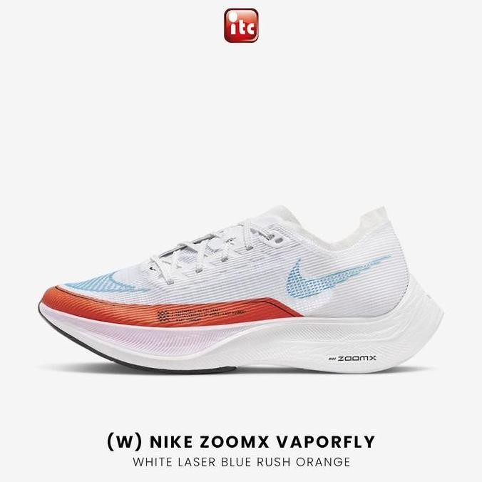 Promo (W) Nike Original ZoomX Vaporfly Next% 2 White Laser Blue Rush Orange COD