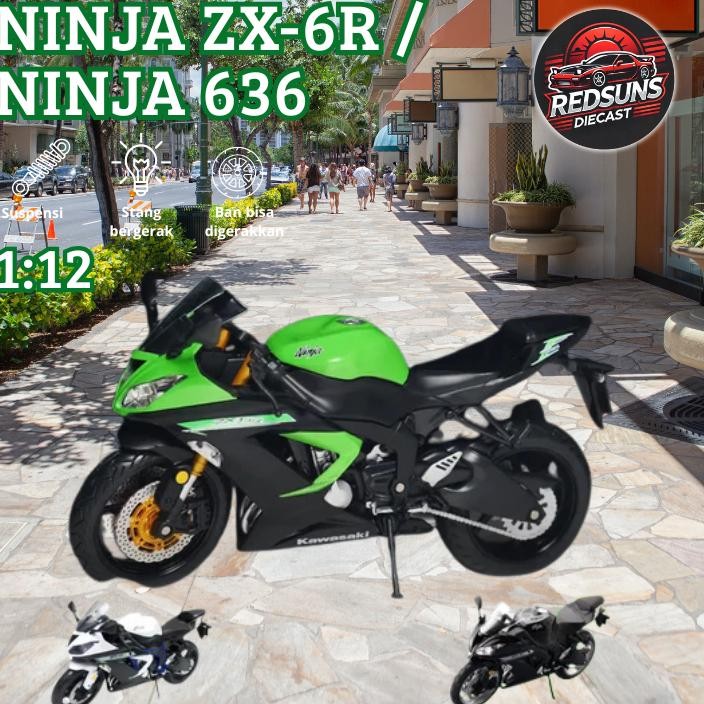Redsuns Kawasaki Ninja Zx6R Ninja 636 Zx6R Diecast Motor Skala 112 Dengan Detail Sempurna Mainan Had