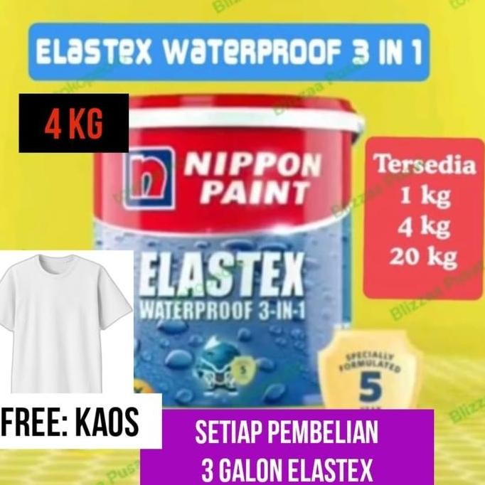 Premium Elastex 4 kg Waterproof 3 in 1 Nippon Paint Elastex 4kg Abu2 Putih Elastex Warna 4 Kg Galon 