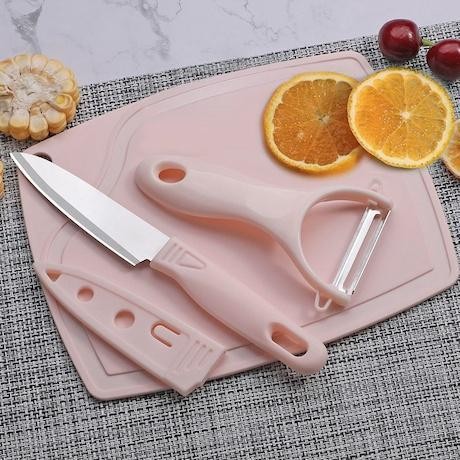 SL Pisau Set Talenan 3 In 1 / Pisau Set Talenan Pisau Pengupas Buah Sayur Dapur Serbaguna / Pisau Se