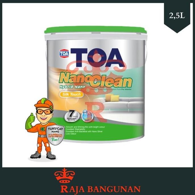 Toa Cat Tembok Interior Nanoclean Silk Touch/Glossy/Mengkilap Warna Putih - 2,5L Co