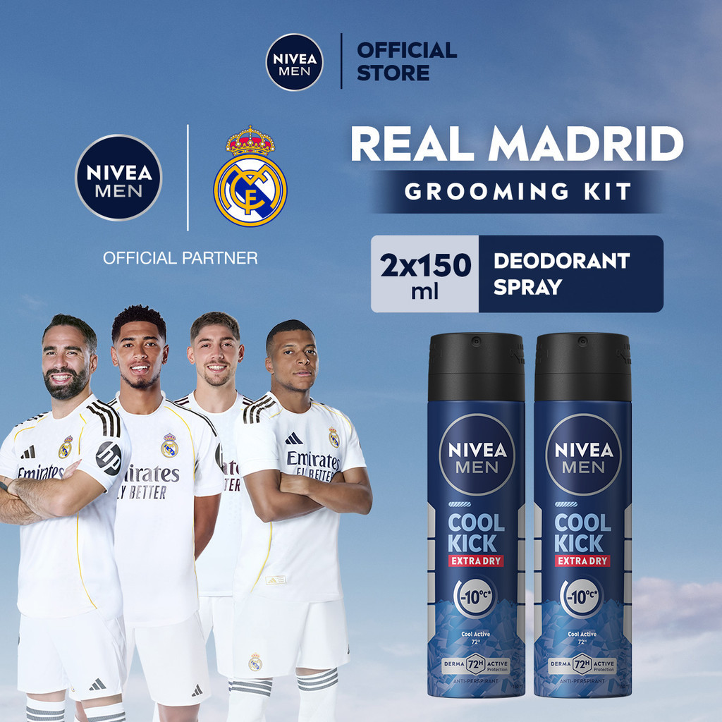 (PAKET HEMAT ISI 2) NIVEA MEN Deodorant Spray Cool Kick 150ml - Deodoran semprot pria perlindungan e
