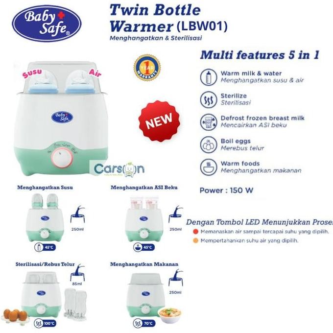 Baby Safe Twin Bottle Warmer Babysafe Alat Steril Botol Susu Bayi