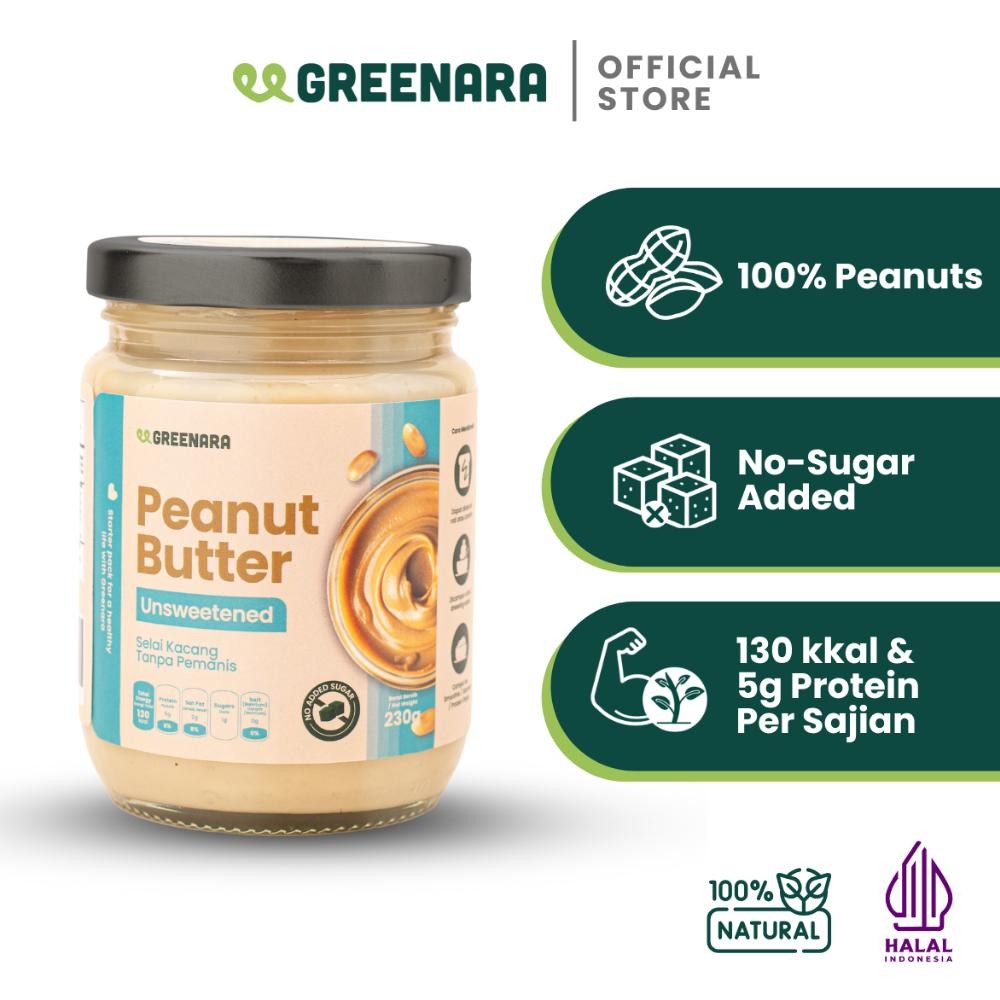 

Greenara Natural Nut Butter 230g Low Calorie /Selai Kacang Alami/ Peanut/ Almond/ Hazelnut/ Cashew