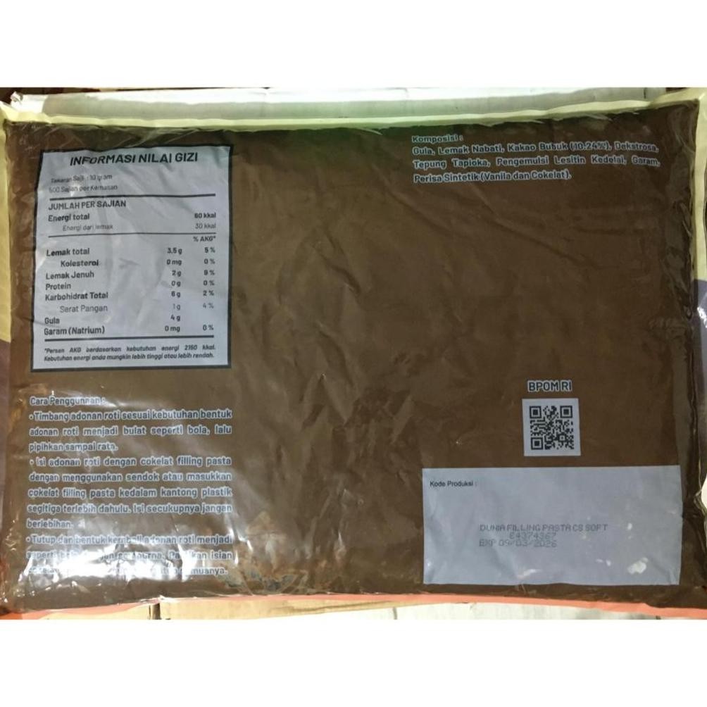 

Dunia Coklat Filling Pasta C8 Soft 5 Kg Selai Coklat Isian Roti