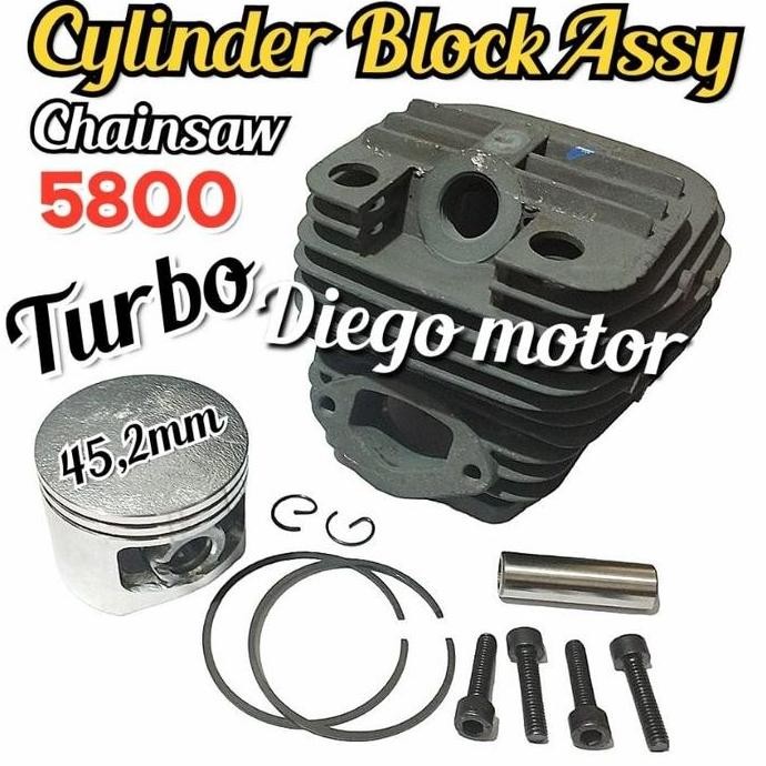 5800 Turbo Cylinder Blok Komplit Mesin Chainsaw Senso Kecil Co