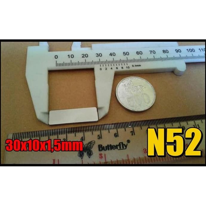 Magnet Neodymium N52 Kotak Block Blok 30X10X1.5 Mm