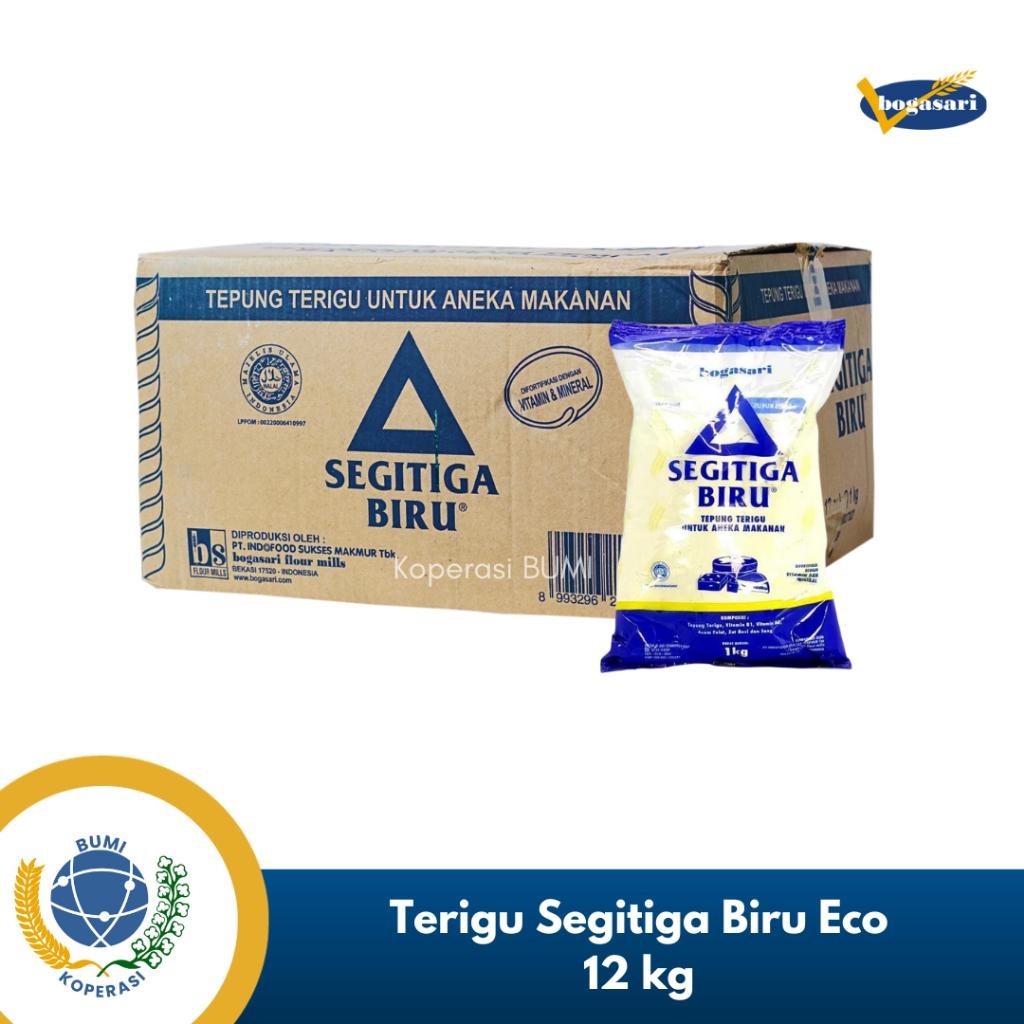 

NEW PRODUCT TEPUNG TERIGU BOGASARI SEGITIGA BIRU ECO ISI 12 , 1KG /PCS REE RAIN
