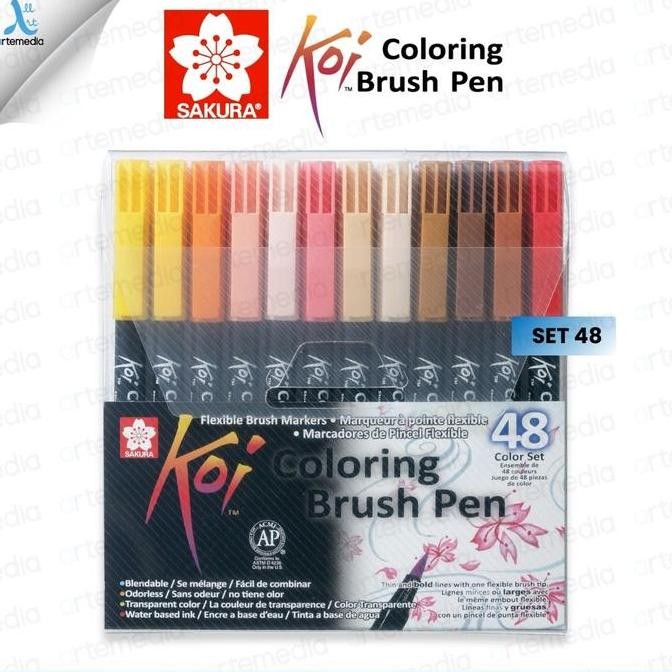 

TERLARIS! Brush Pen Sakura Koi Coloring Brush Pen Set 48 Pena Kuas Warna