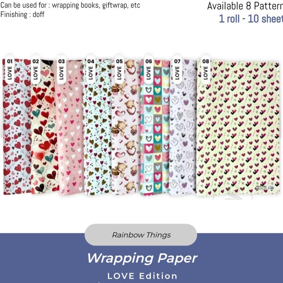 

10Lbr Kertas Kado Valentine Motif Love Uk 63.5 X 49.5Cm