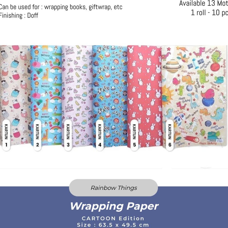 

10Lbr Kertas Kado Motif Kartun Bear Rilakkuma Uk 63.5 X 49.5Cm