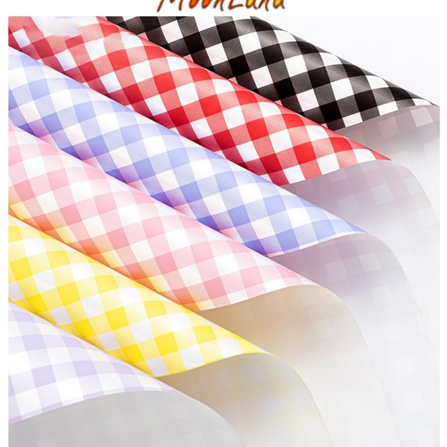 

20 Lembar Kertas Buket Cellophane R Bicolor Plaid Kotak Kotak Flower Wrapping Kb6012