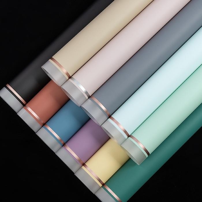 

20 Lembar Flower Wrapping R 58X58Cm Varian List Gold Frame Transparan Wateroof Kertas Buket Flst Kertas Kado