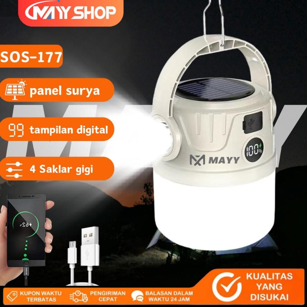 Mayy official id Lampu Tenda Camping/Lampu Emergency Solar Tahan Lama LED Gantung Portable Tenaga Su