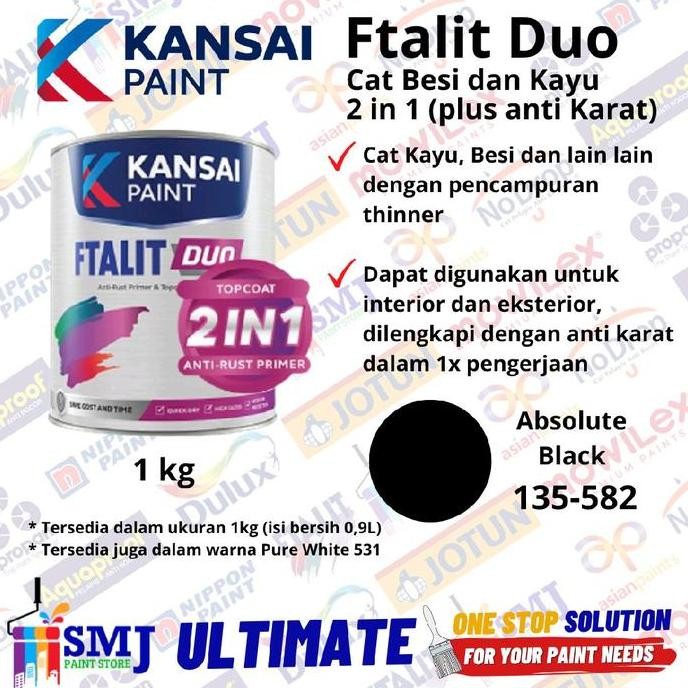 

Cat Minyak Anti Karat Ftalit Duo 2In1 Absolute Black 582 Hitam 1Kg