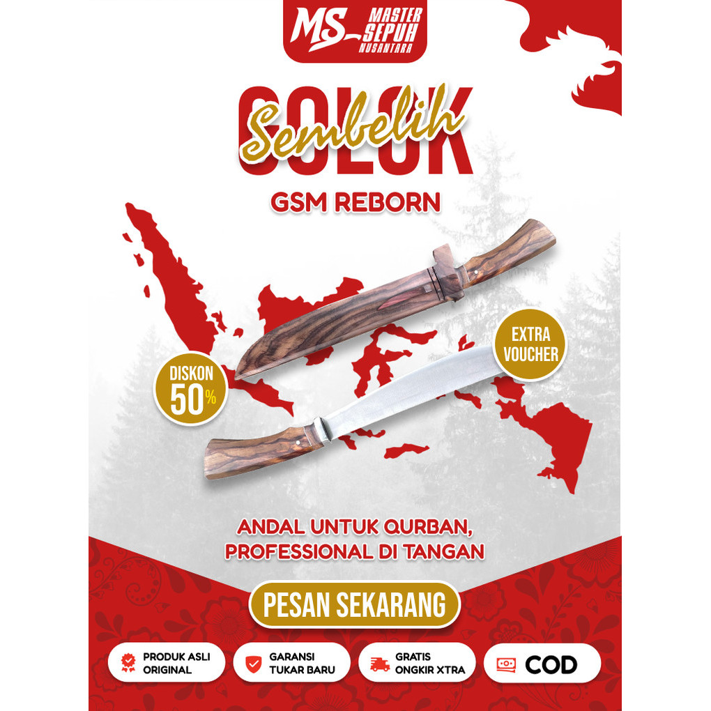Perkakas Golok Reborn Kayu Sonokeling | Golok Pisau Sembelih Kebun Baja | Master Sepuh Nusantara