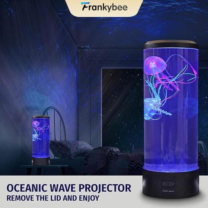 Frankybee Lampu Tidur Jellyfish Lamp Lampu Warna Warni Lampu Ubur Ubur Listrik Lampu Lava Akuarium B