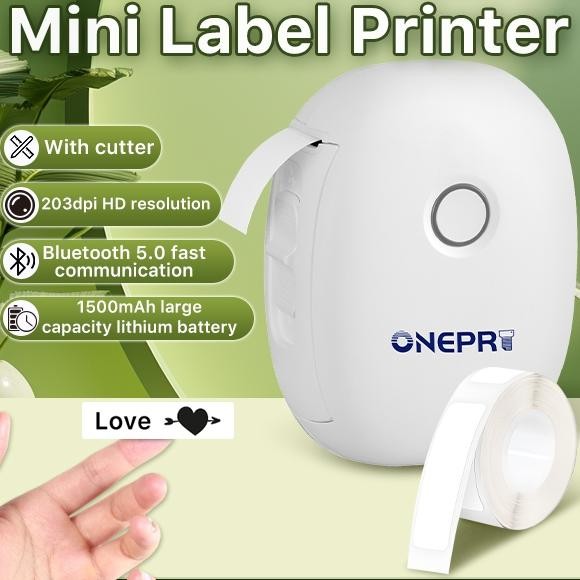 

ONEPRT L13 Pencetak Mini Label Pintar Portabel dengan Bluetooth Nirkabel Mesin Pembuat LabelPutih