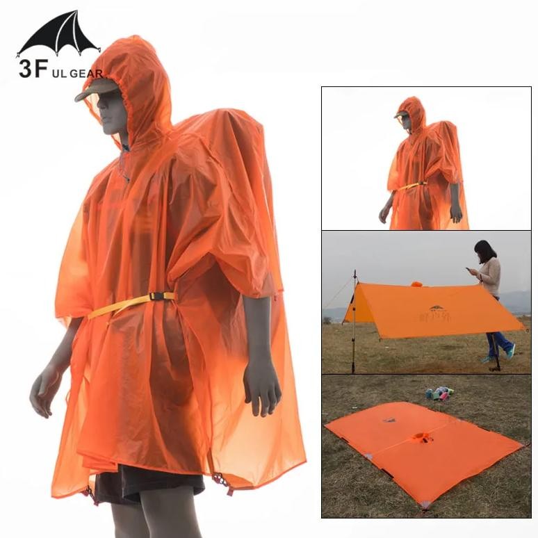 3F Ul Gear Multifunction Raincoat Small Tarp 15D Silnylon / Pu Coating  Ul Awning Camping Groundshee