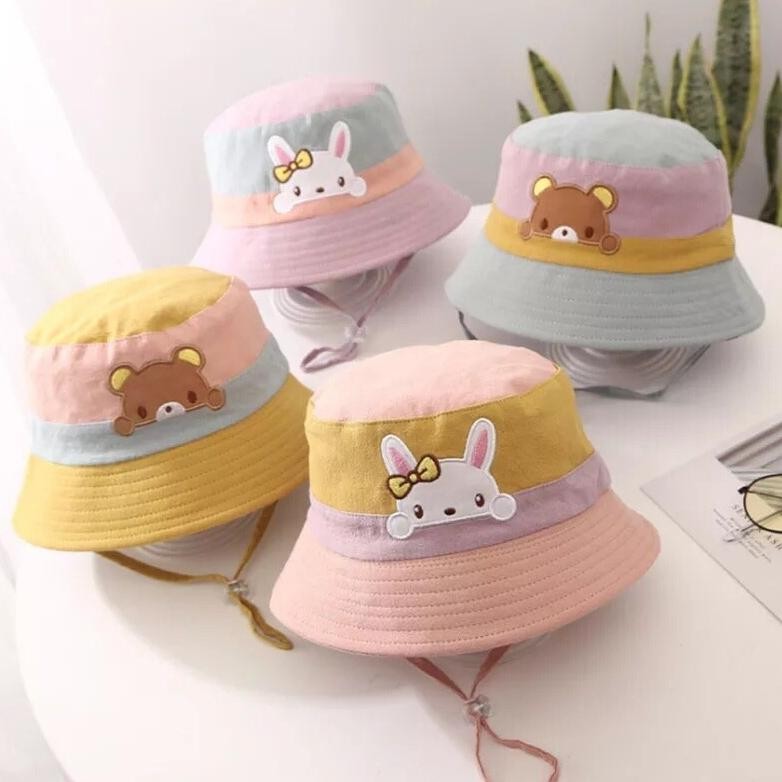 TOPI BUCKET ANAK PEREMPUAN RABBIT BEAR IMPORT TOPI BUNDAR BAYI PEREMPUAN
