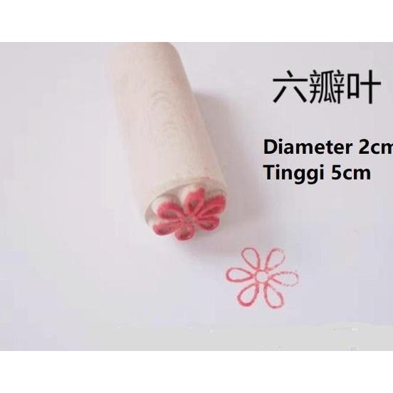Stempel Bakpao Bak Pao Bakpau Bakpia Kue Tausapia Kayu 2Cm Daun 6Sisi