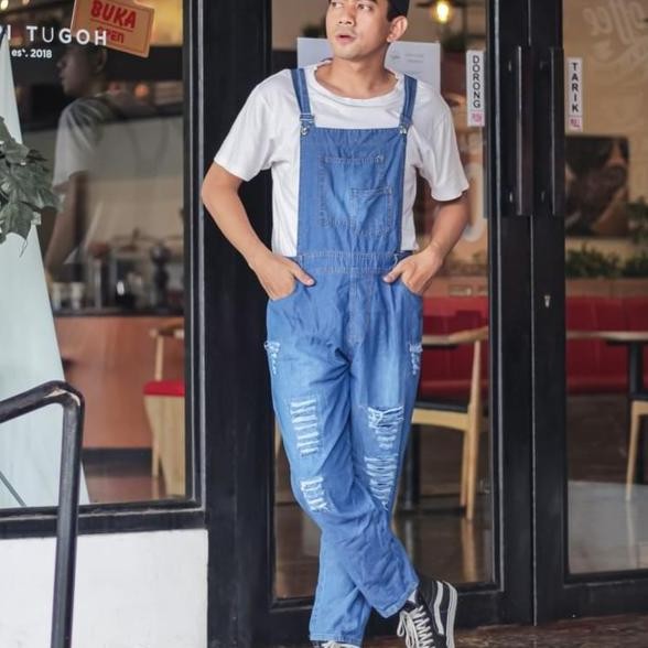 Baju Celana Kodok Overall Jumper Pria Wanita Jeans Ripped Sobek Robek