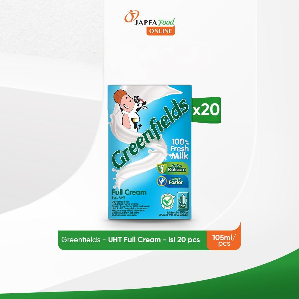 

Greenfields Susu UHT Full Cream 105 ml - isi 20 pcs -100% Fresh Milk dari Greenfields Farm