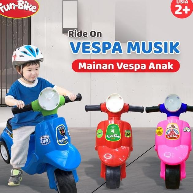 Funbike Vespa Musik Sepeda Anak Roda Dua Sepeda Vespa Sni Mainan Ride On Anak Mainan Sepeda Anak Ves