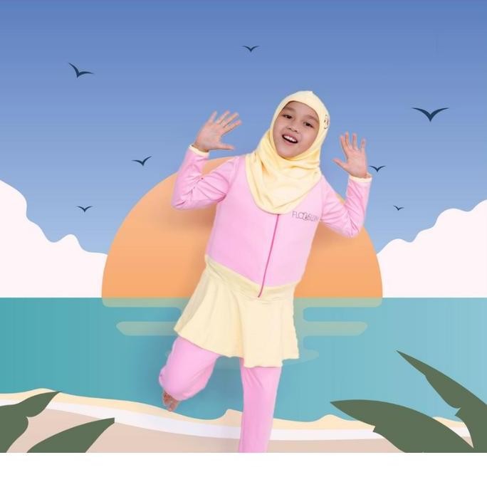CUDDLEME FLOSWIM HIJAB - BAJU RENANG HIJAB PELAMPUNG ANAK - SWIMSUIT MUSLIM PANJANG WANITA