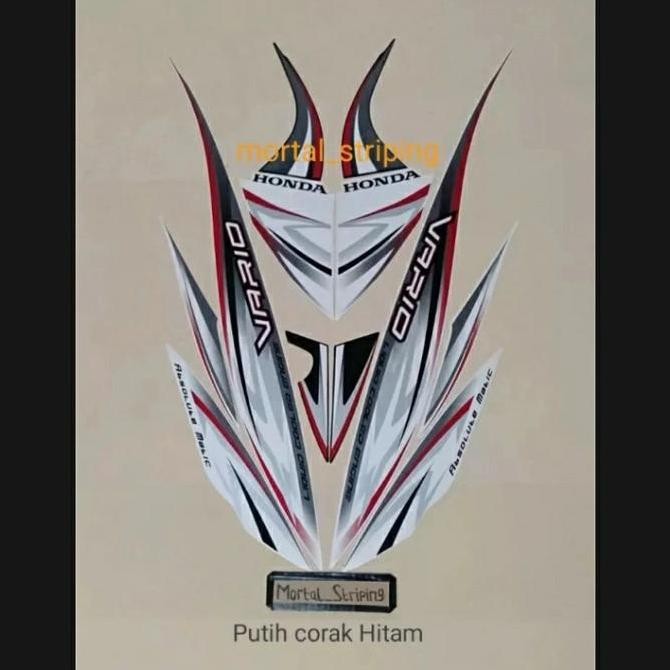 DF158>> Stiker Striping Lis Body Vario 110 Karbu 2012 2013 Putih Hitam