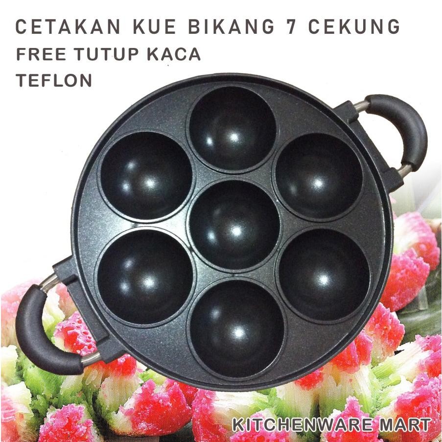 CETAKAN KUE BIKANG TEFLON 7 CEKUNG APEM LUMPUR BIKANG / CETAKAN KUE APEM 7 LUBANG CEKUNG / PAN CETAK