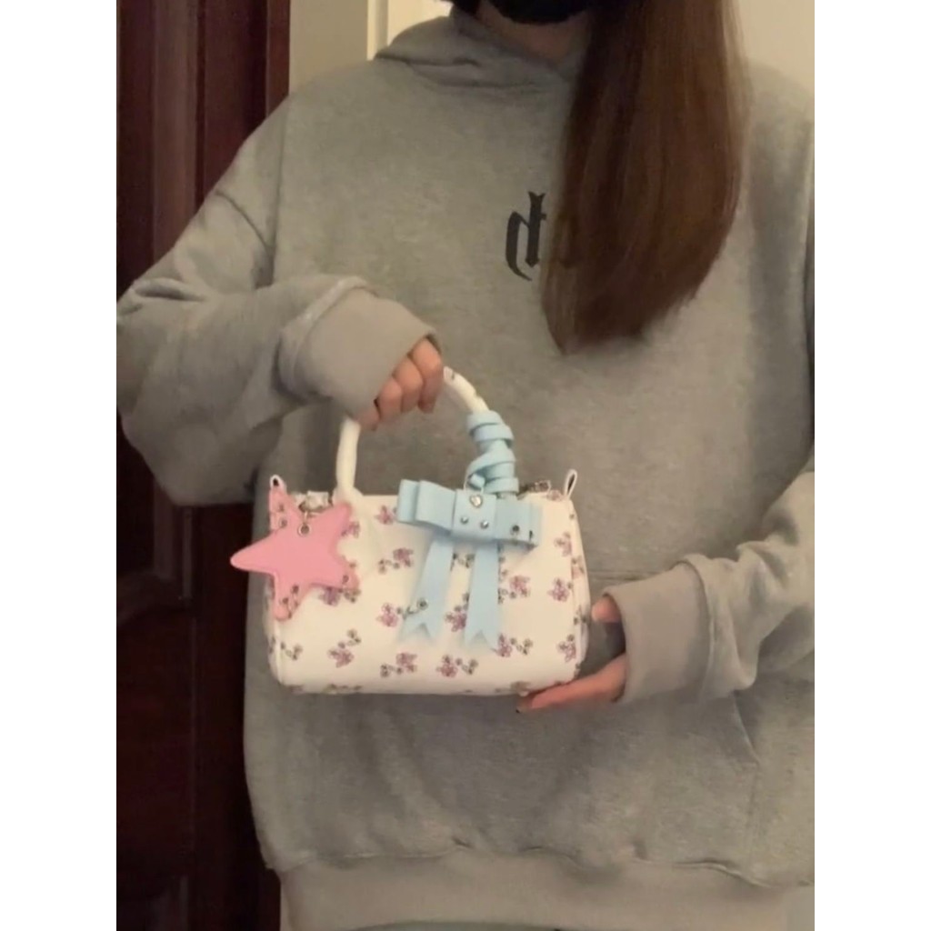 【TasBagus】【COD】Tas Tangan Wanita Boston Tas Selempang Pita Musim Semi Tas Kecil