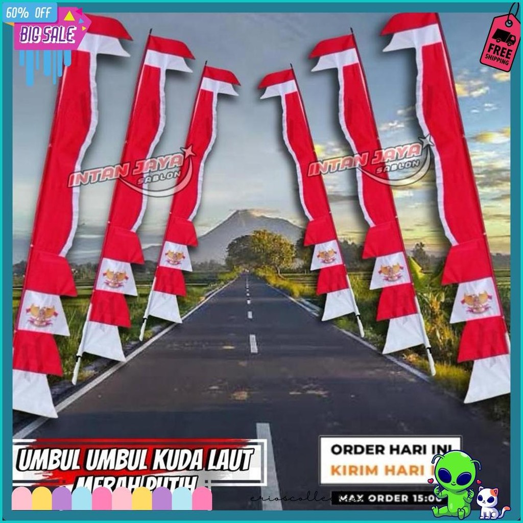 Umbul Umbul Kuda Laut Merah Putih 2,7M Polyester