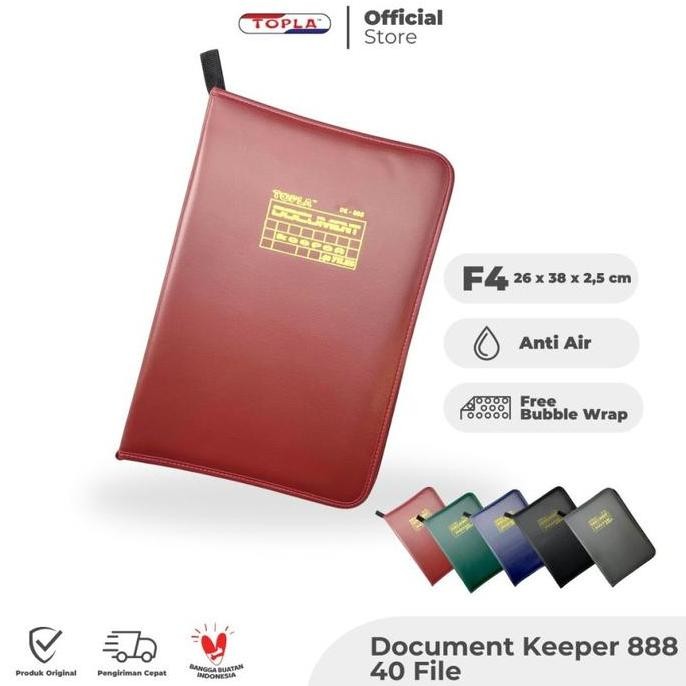 Topla Map Dokumen Keeper Resleting Anti Air Kulit / Map Document Keeper F4 (Folio)