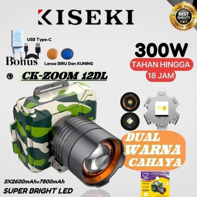 SENTER KEPALA KISEKI MODEL ZOOM DUAL LED PUTIH DAN KUNING 10DL/12DL/13DL