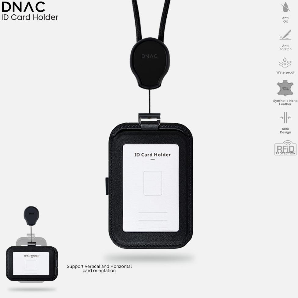 

My56 Dnac Id Card Holder And Card Slots With Ribbon Lanyard - Black My56