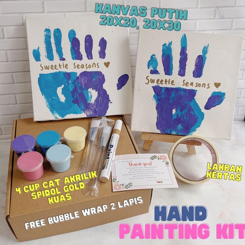 

Fg-87 Diy Hand Painting Kit Canvas Putih By Sweetie Seasons | Kanvas Cap Tangan Couple | Canvas Lukis Fg-87
