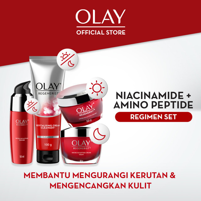 Olay Regenerist Set Niacinamide Skincare Antiaging Cream, Serum, Cleanser