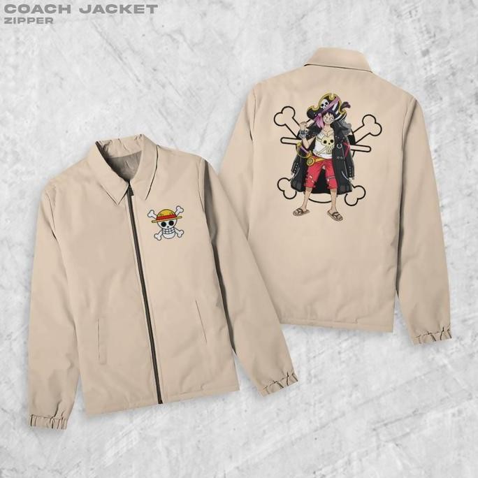 Zipper LUFFY RED Jaket Coach Pria Outwear Unisex Parasut Jaket
