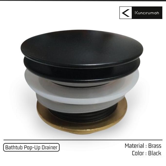 TERLARIS Bathtub tray hitam kuningan Afur pop up Avur drainer bath tub plug black