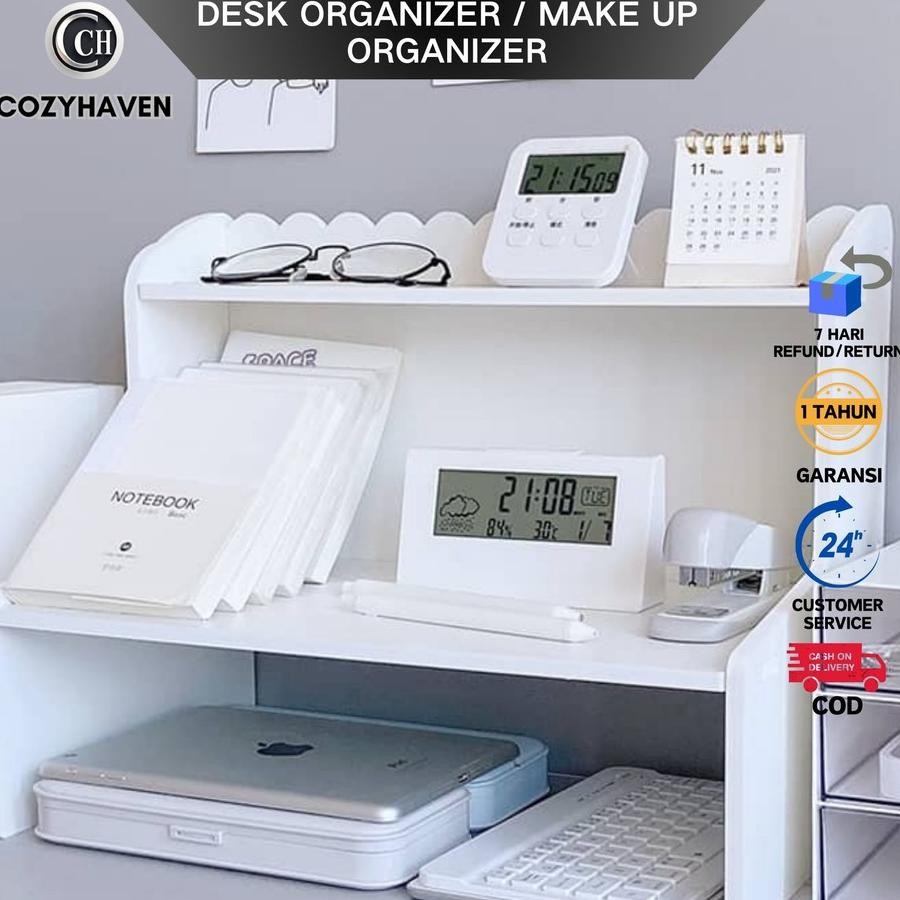 Cozyhaven Rak Desk Organizer Penyimpanan Alat Tulis Skincare Album Kpop Photocard Rak Multifungsi